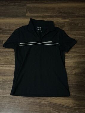 Calvin Klein Black Polo with White Double Chest Stripe